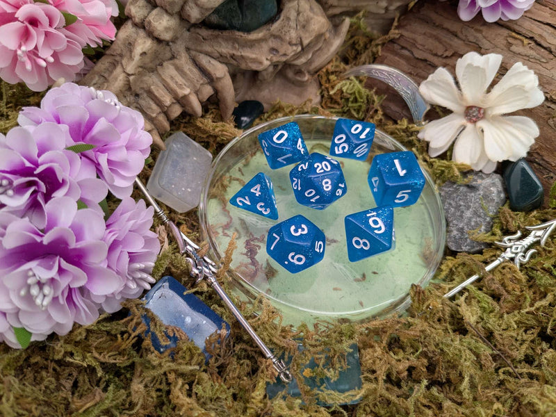 Blue Glitter Dice Set