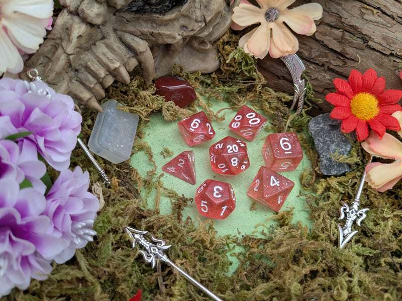 Blush Glitter Dice Set