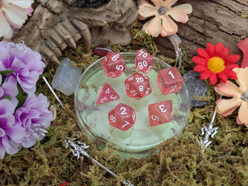 Blush Glitter Dice Set