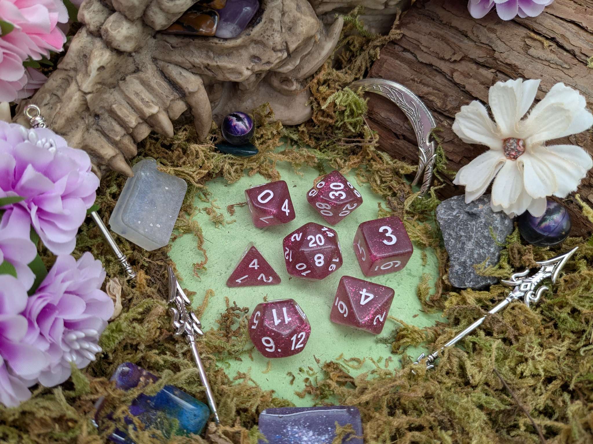 Glitter Orchid Dice Set