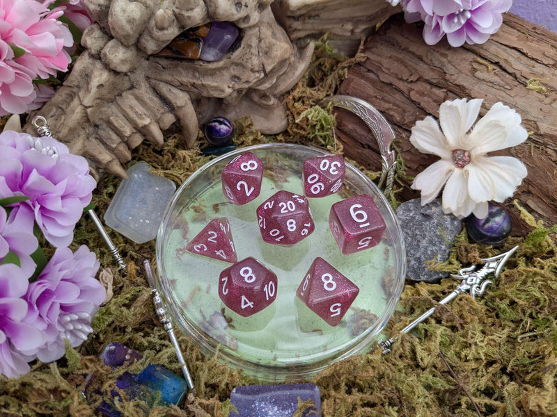 Glitter Orchid Dice Set