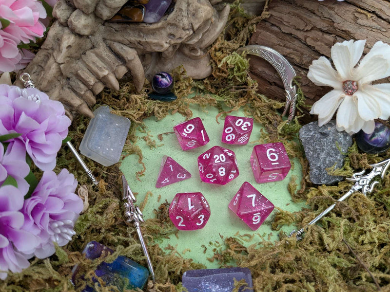 Glitter Pink Dice Set