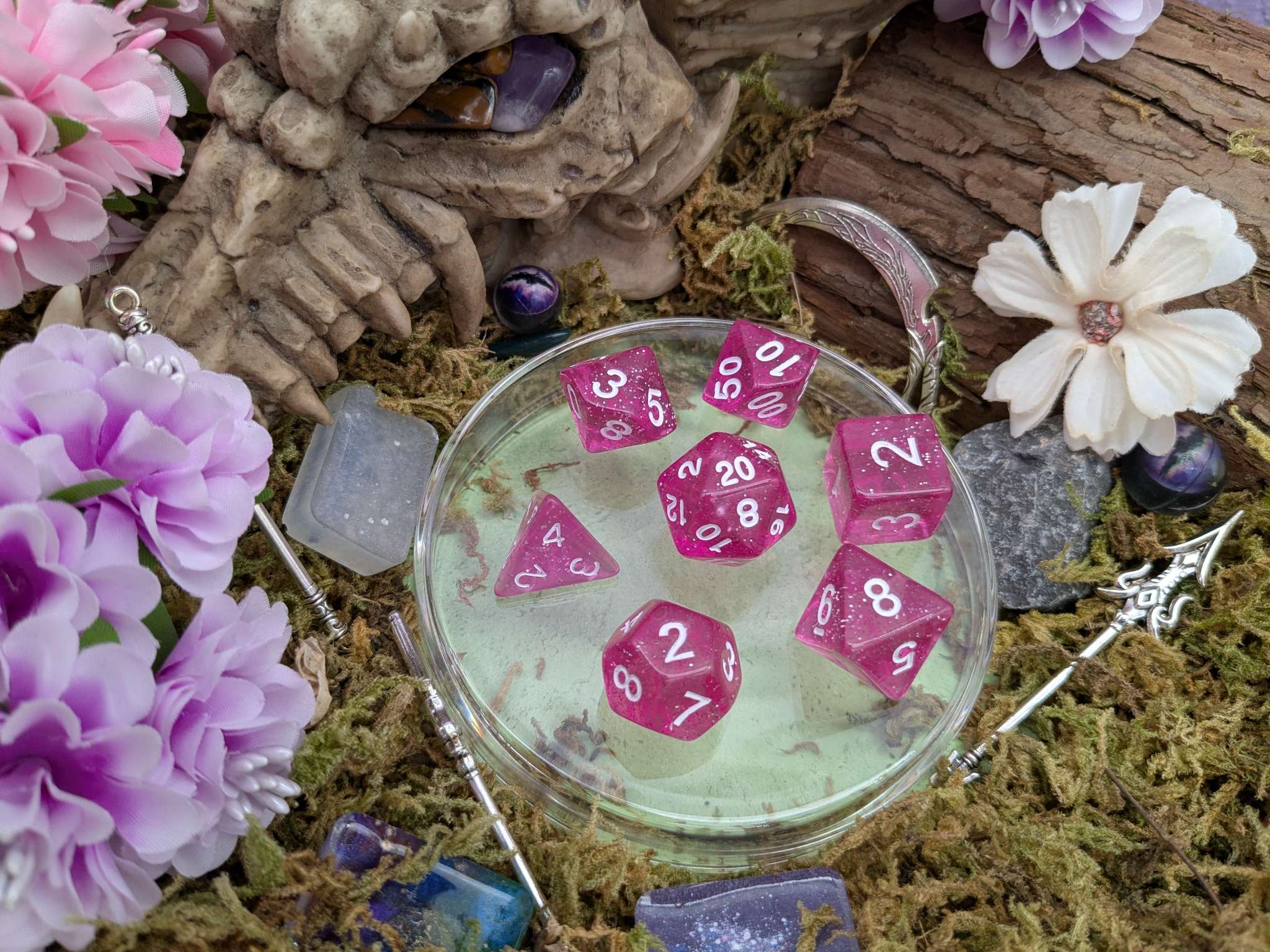 Glitter Pink Dice Set