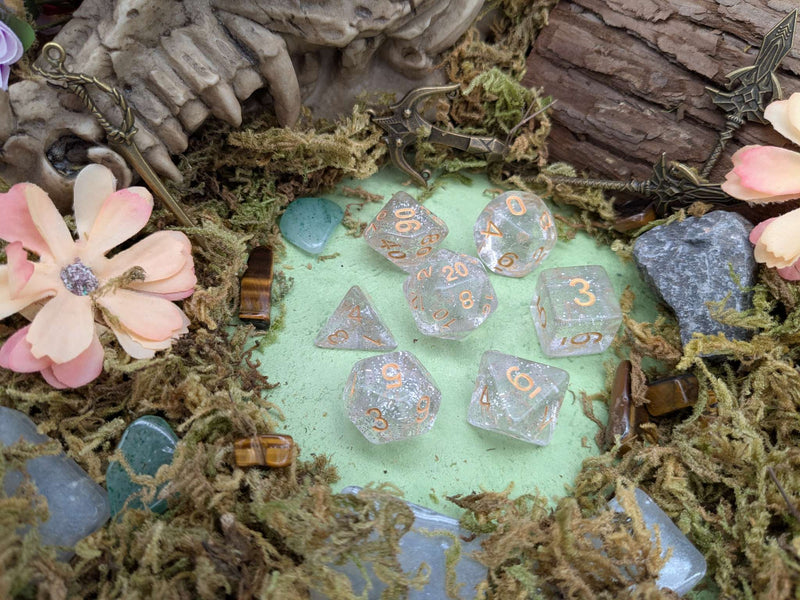 Silver and Gold Glitter Dice Set