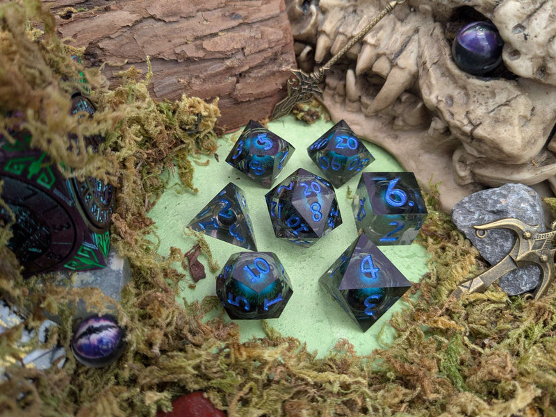 Hydra Eye Blue Liquid Core Dice Set