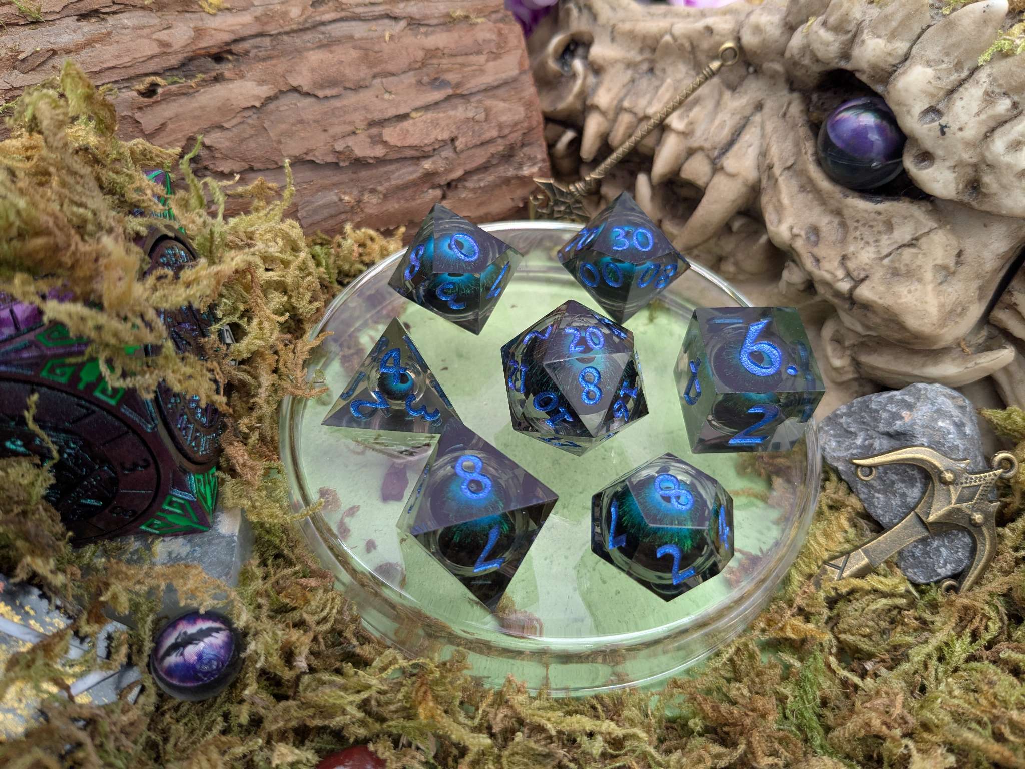 Hydra Eye Blue Liquid Core Dice Set