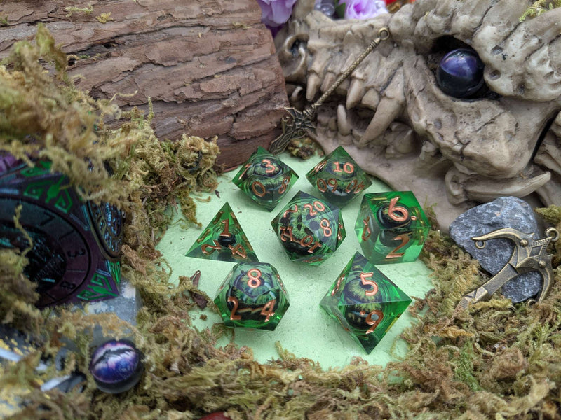 Hydra Eye Green Liquid Core Dice Set