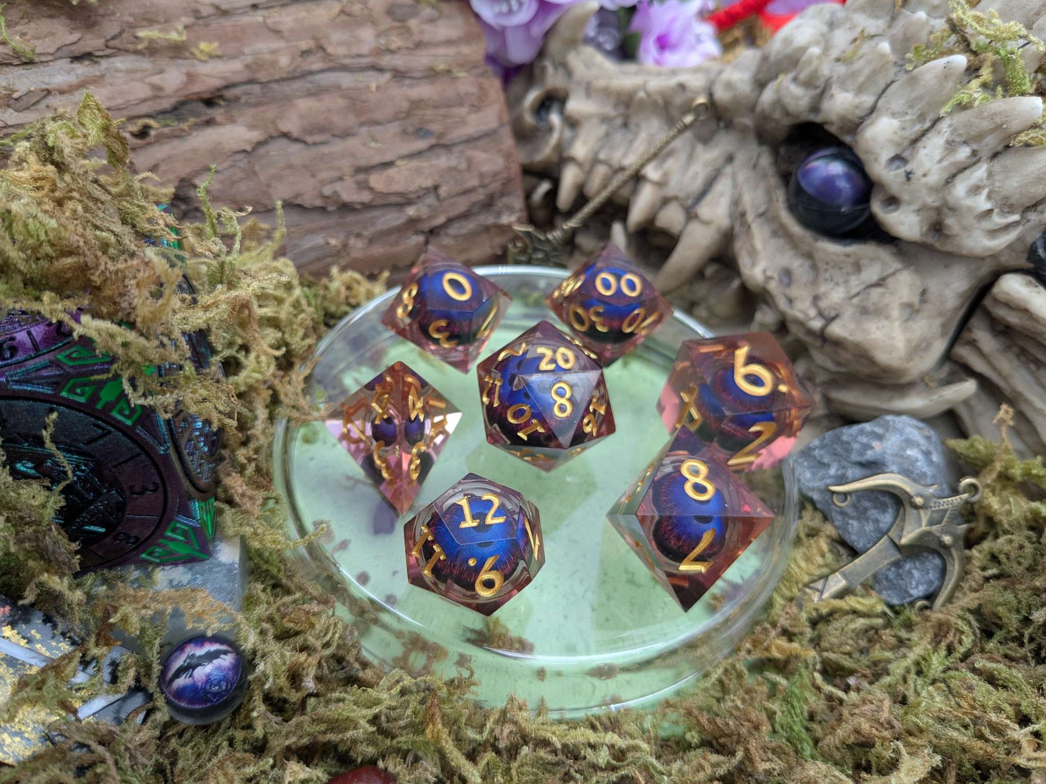 Hydra Eye Pink and Purple Liquid Core Dice Set