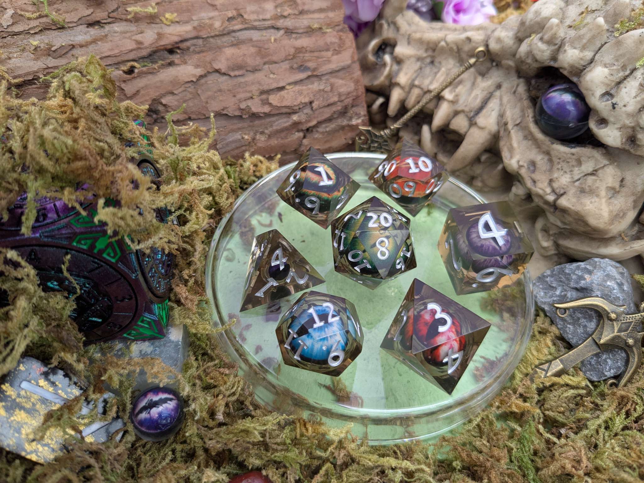 Snake Eye Multi-Coloured Liquid Core Dice Set