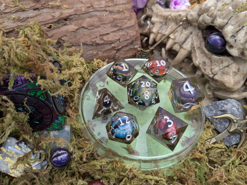 Snake Eye Multi-Coloured Liquid Core Dice Set