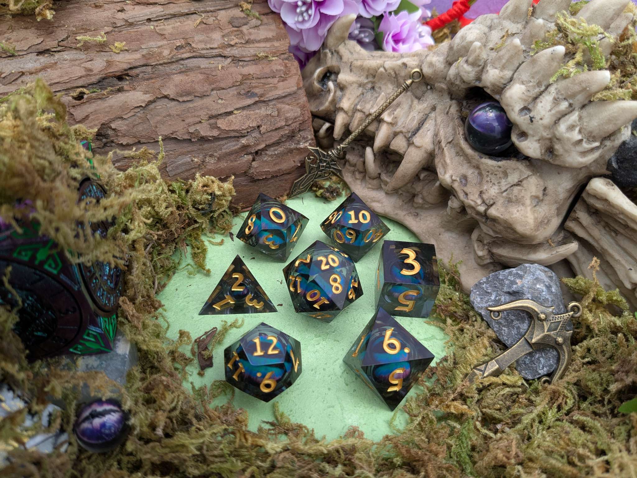 Snake Eye Purple and Blue Liquid Core Dice Set