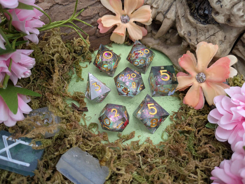 Sakura Moonlight | Blossom Print Liquid Core Dice Set