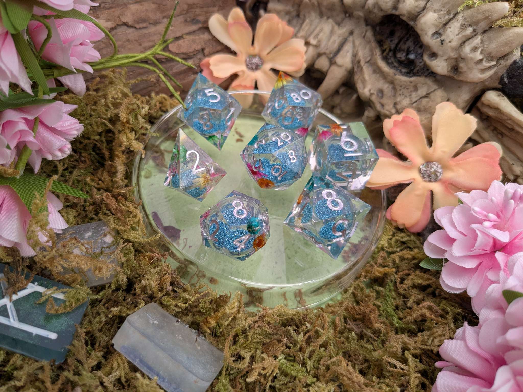 Print Flower Liquid Core Dice Set