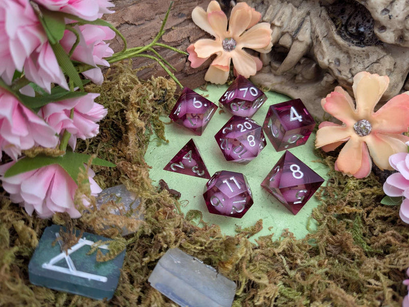 Shimmer Dark Pink Liquid Core Dice Set
