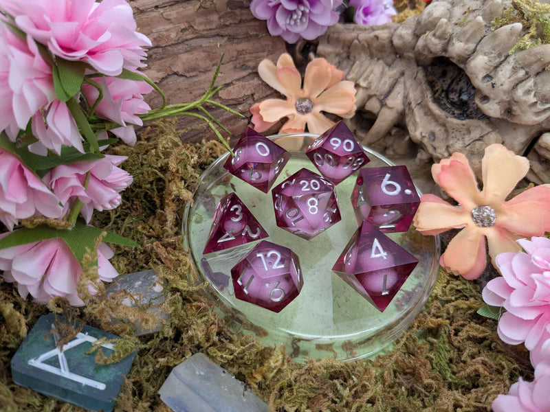 Shimmer Dark Pink Liquid Core Dice Set