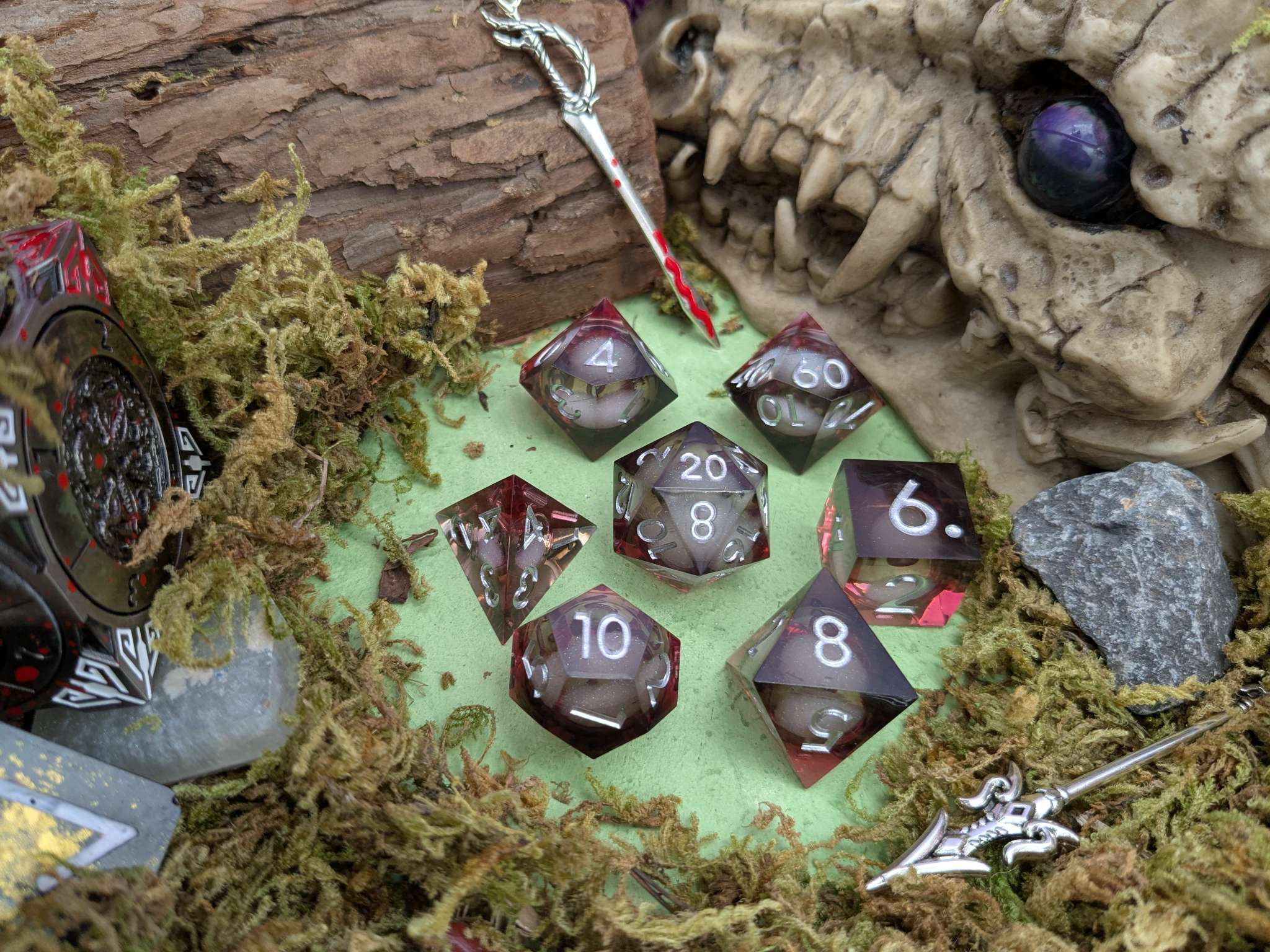 Shimmer Red and Black Liquid Core Dice Set