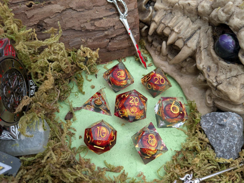 Skull Flame Liquid Core Dice Set