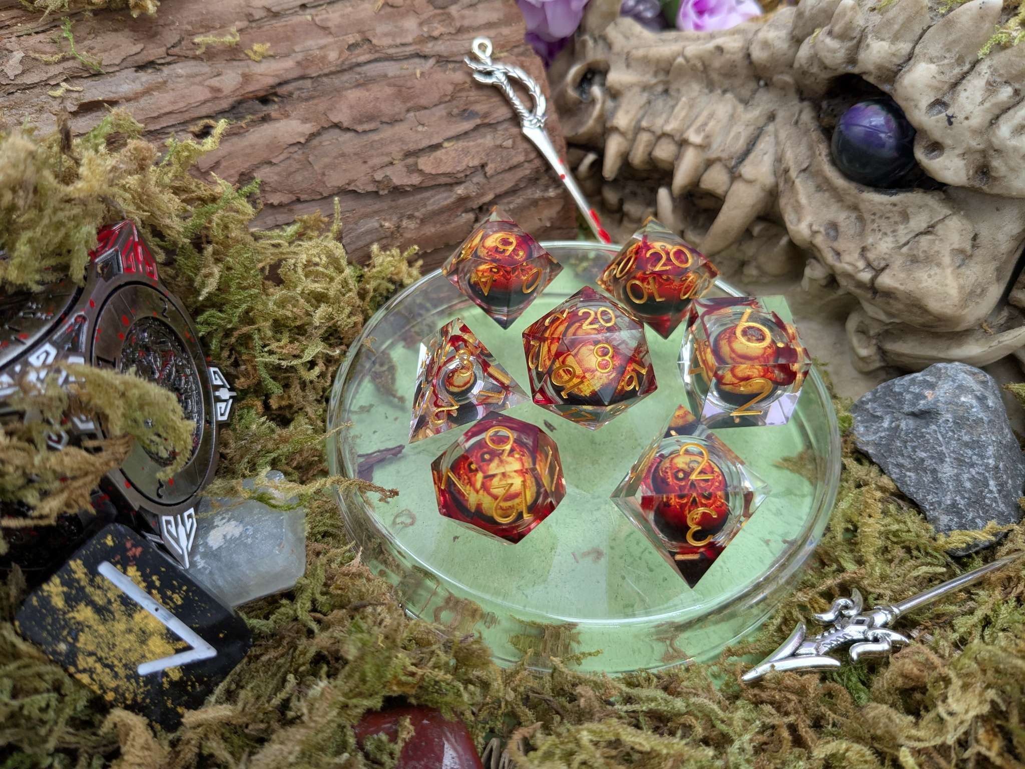 Skull Flame Liquid Core Dice Set