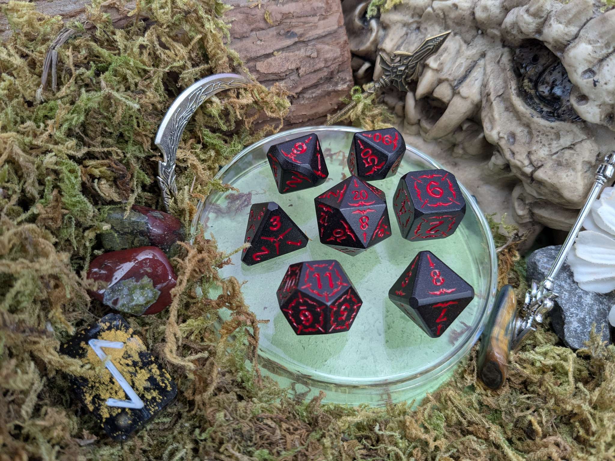 Hellish Rebuke | Black & Red Metal Arcana Dice Set