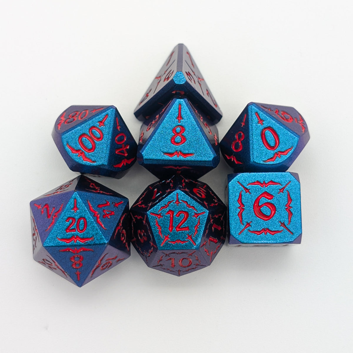 Starfire Invocation | Blue & Red Metal Arcana Dice Set