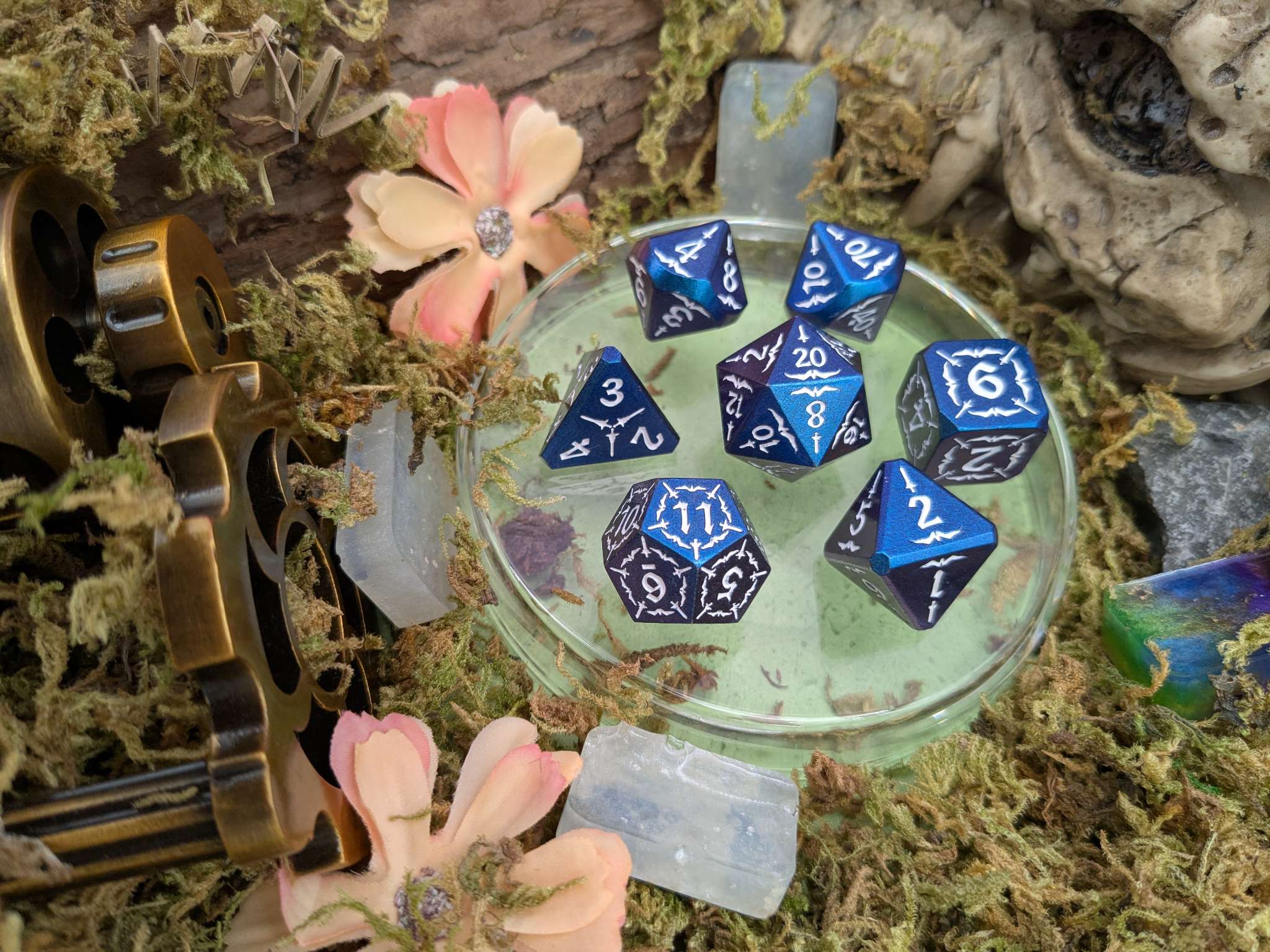 Astral Veil Arcana | Blue & White Metal Arcana Dice Set
