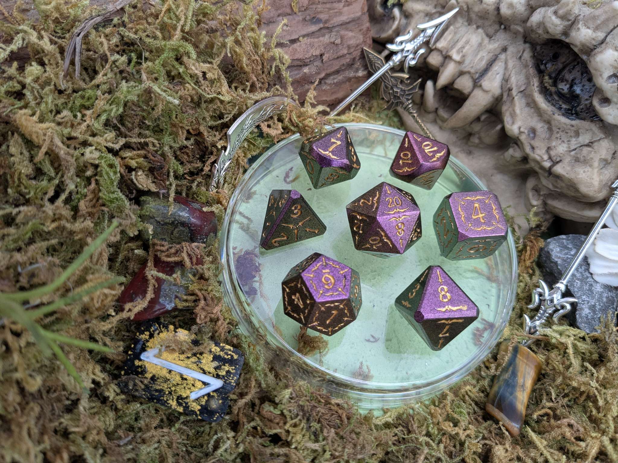 Arcana Purple and Gold Metal Core Dice Set