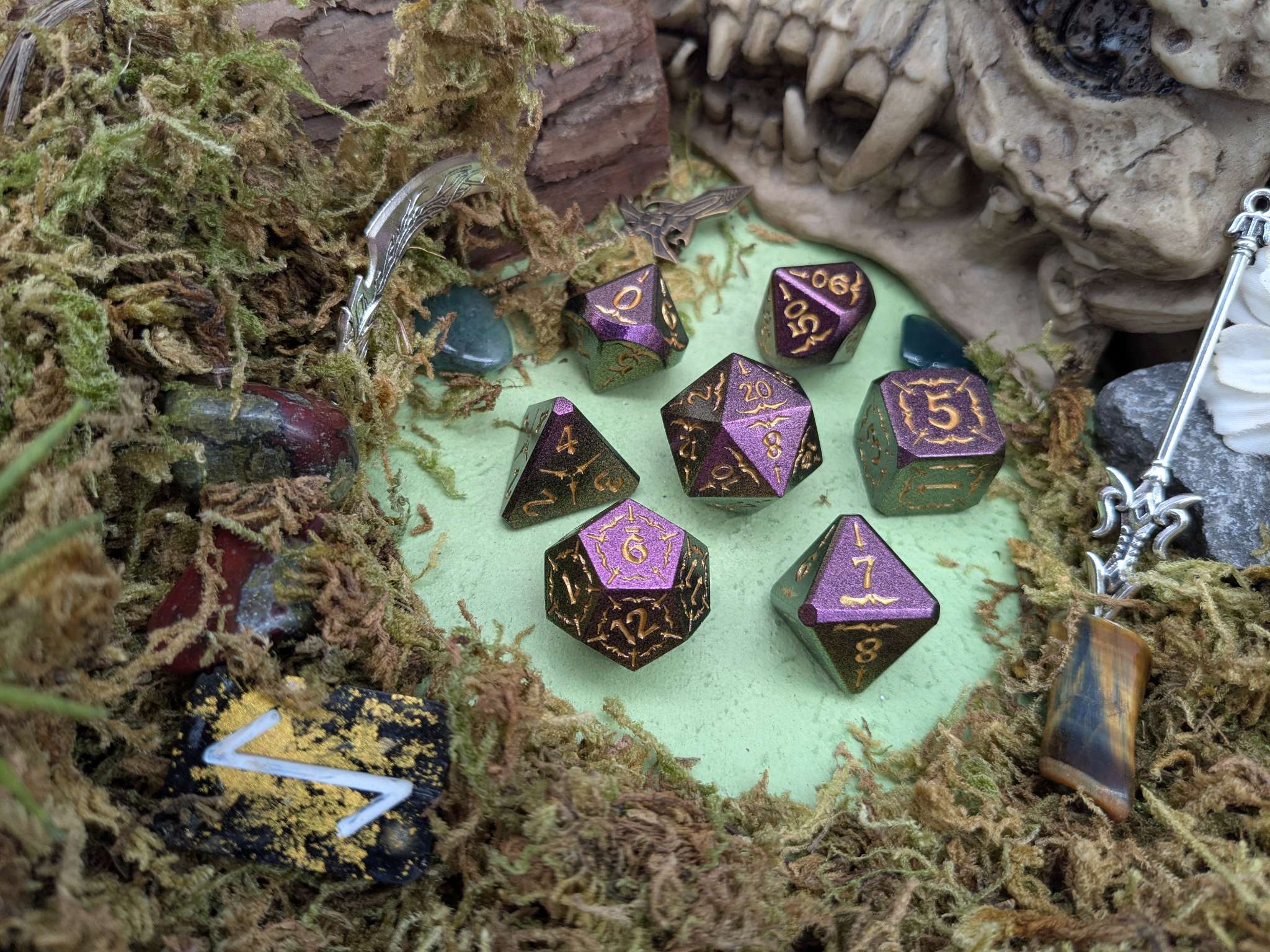 Arcana Purple and Gold Metal Core Dice Set