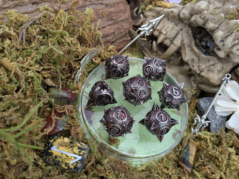 The Executioner’s Throw | Caltrops Splatter Metal Dice