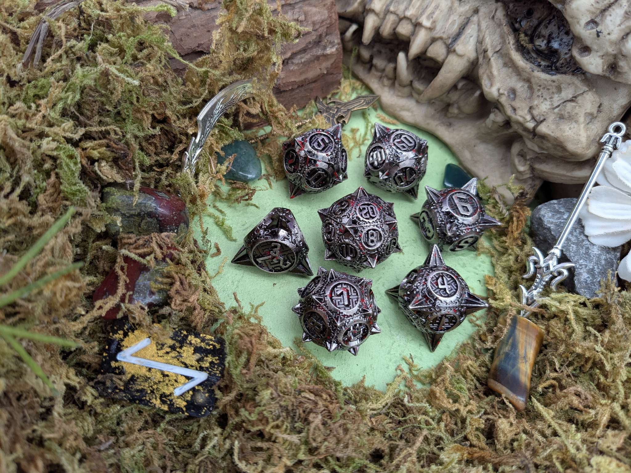 The Executioner’s Throw | Caltrops Splatter Metal Dice