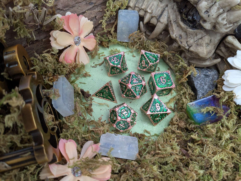 Dragon Green and Copper Metal Core Dice Set