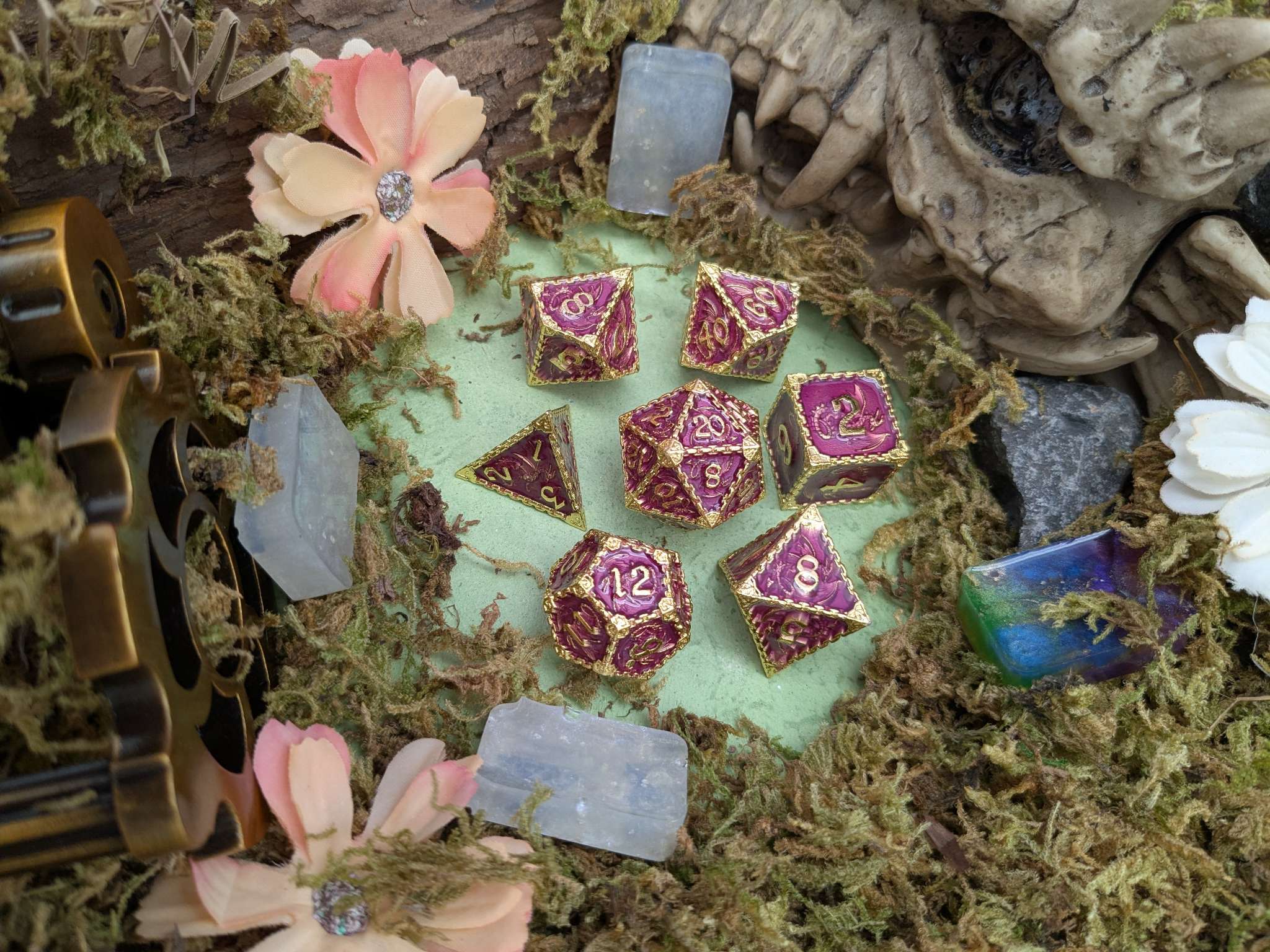 Dragon Purple and Gold Metal Core Dice Set