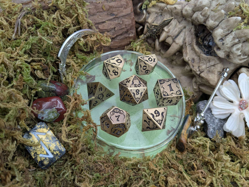 The Abyssal Sovereign | Eldritch Gold Metal Dice Set