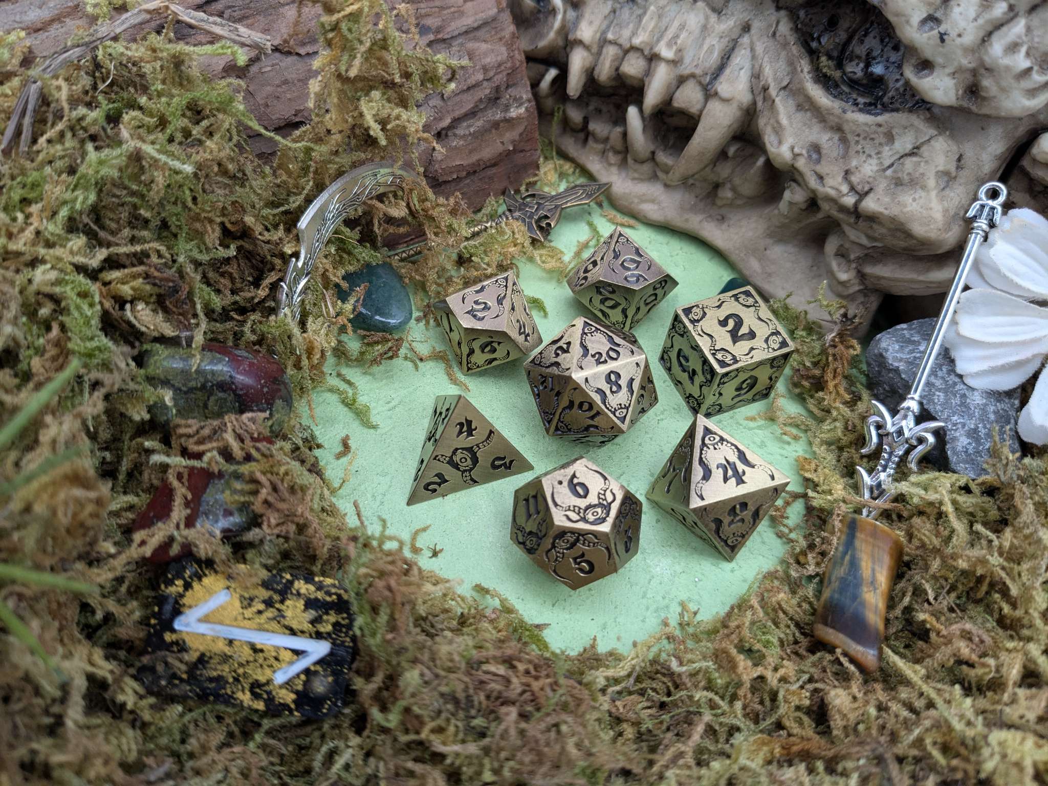 The Abyssal Sovereign | Eldritch Gold Metal Dice Set