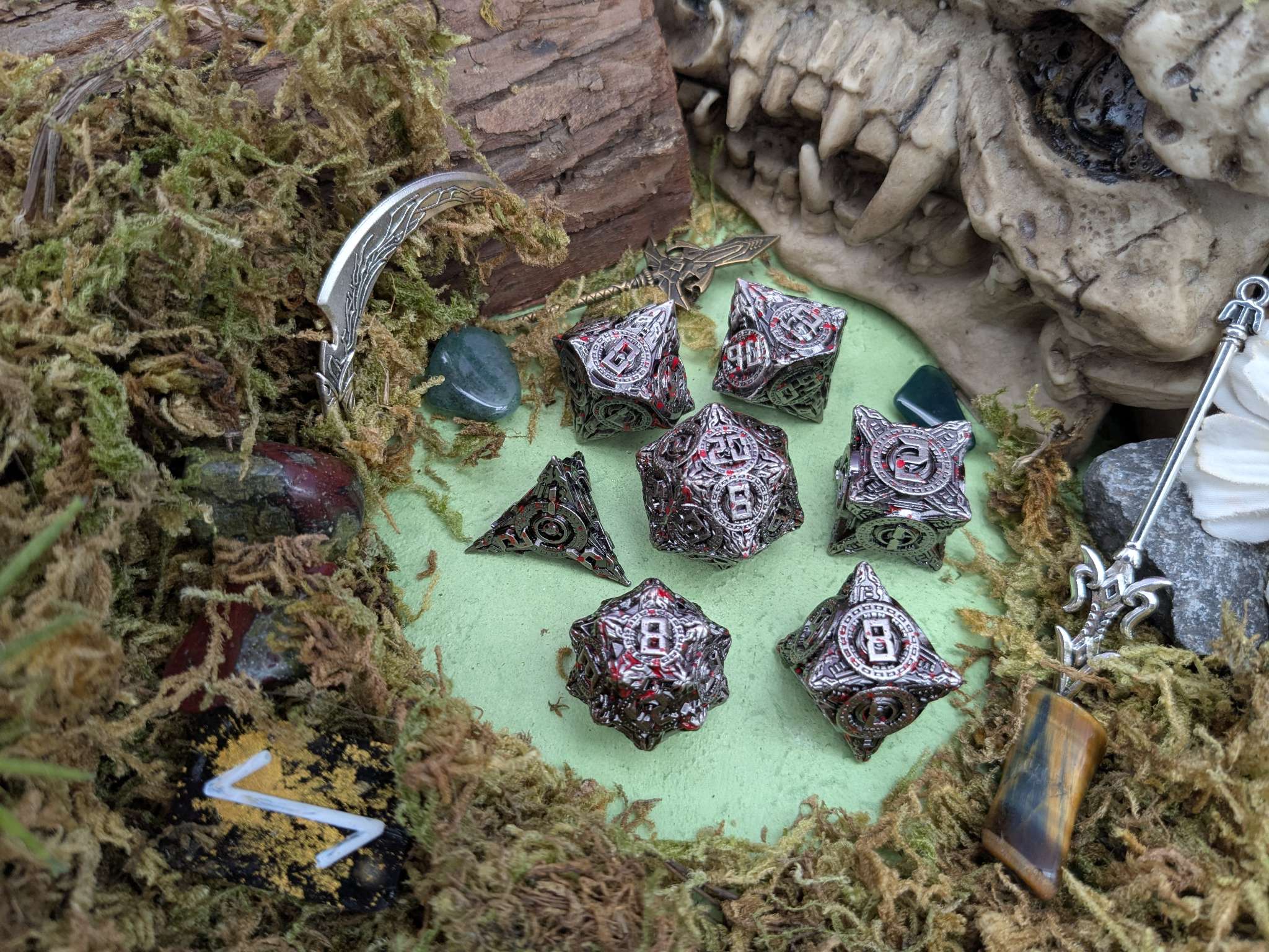 Engine Splatter Metal Core Dice Set