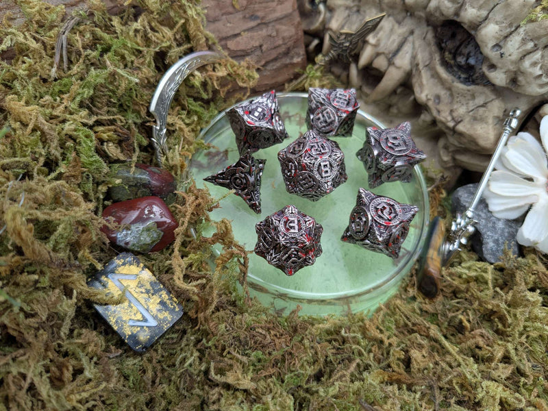 Engine Splatter Metal Core Dice Set