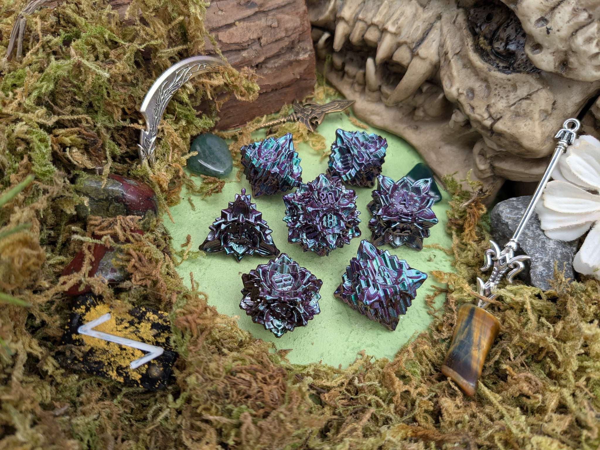 Flower Petrol Metal Core Dice Set