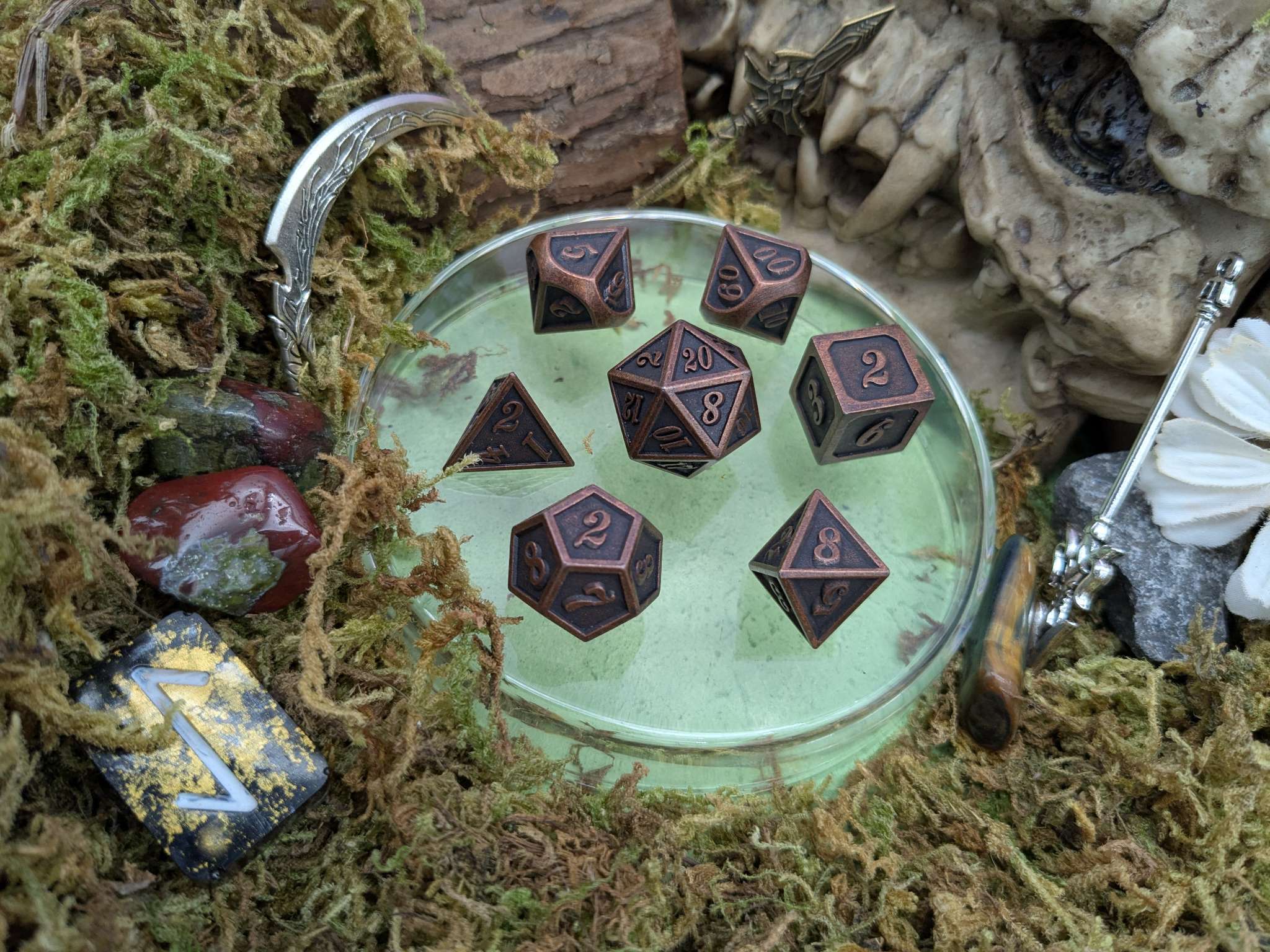 Full Bronze Metal Dice Set