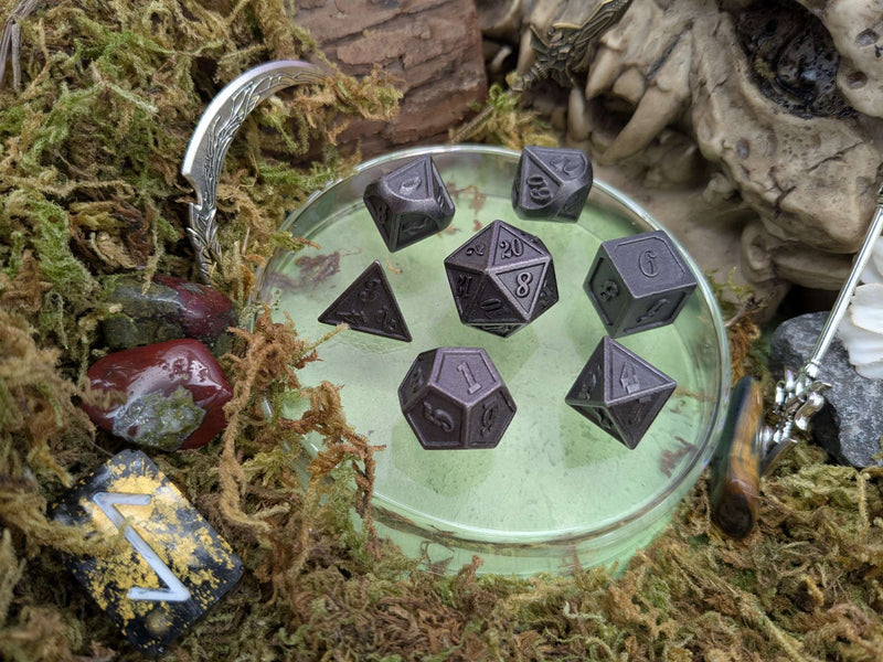 Full Silver Metal Dice Set