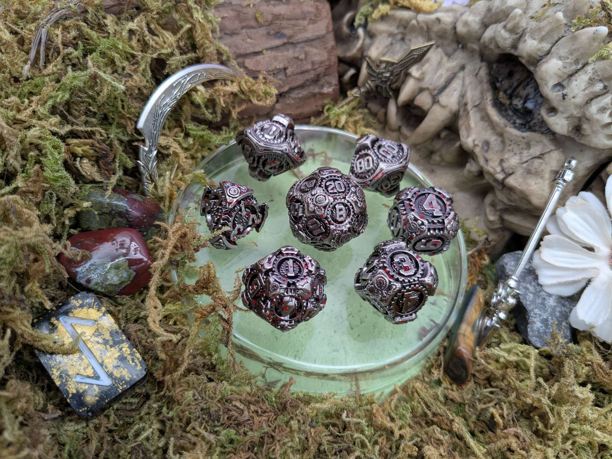 Gears Splatter Metal Core Dice Set