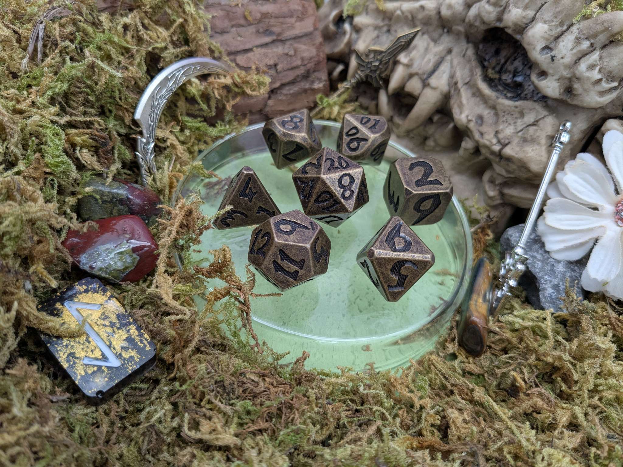 Large Number Brass Metal Core Dice Set