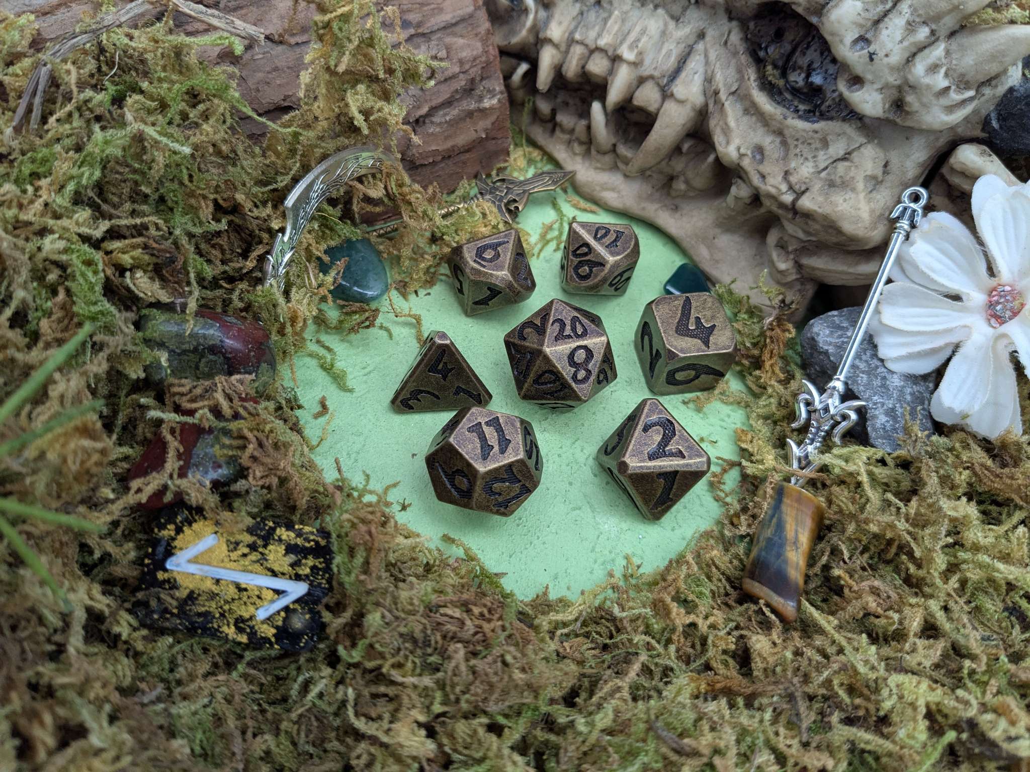 Large Number Brass Metal Core Dice Set