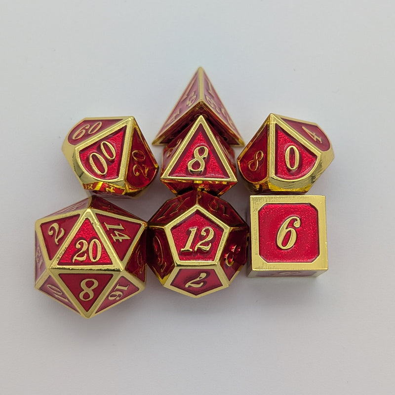 Red and Gold Metal Dice Set