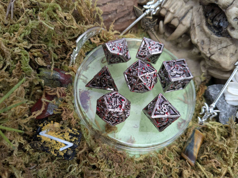 Skeleton Splatter Metal Core Dice Set