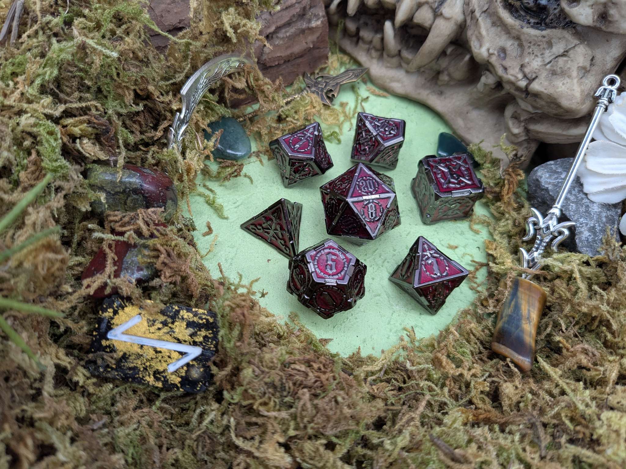 Swords Red and Black Metal Core Dice Set
