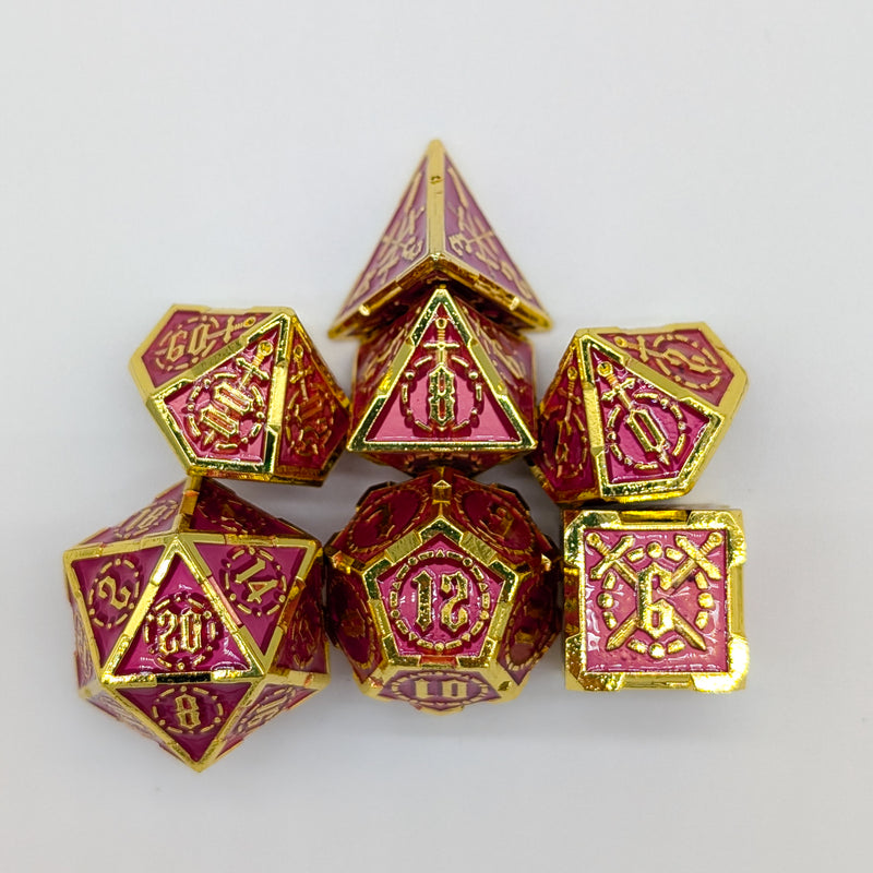 Swords Red and Gold Metal Core Dice Set