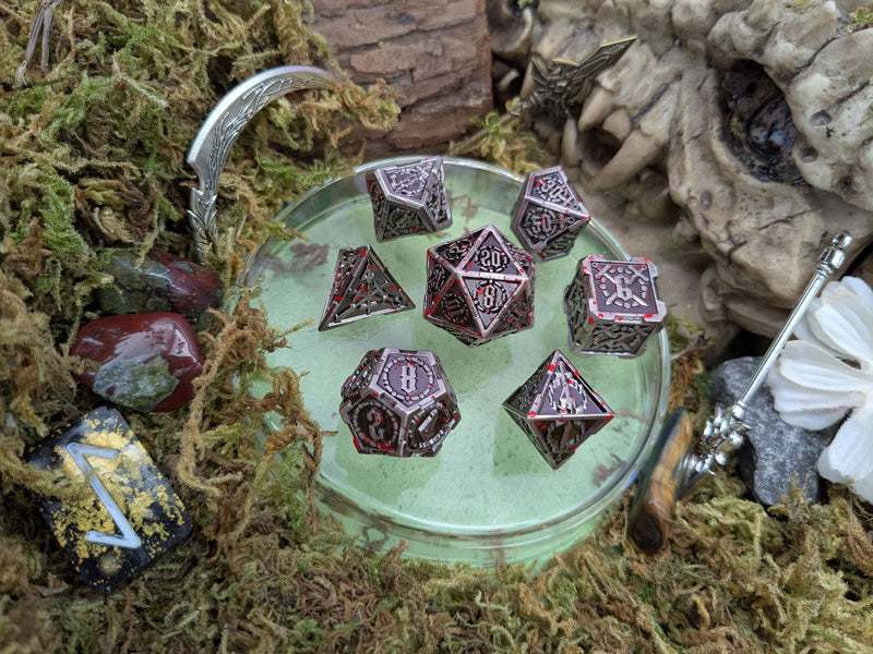 Swords Splatter Metal Core Dice Set