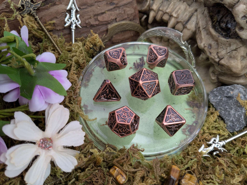 Web Copper Metal Core Dice Set