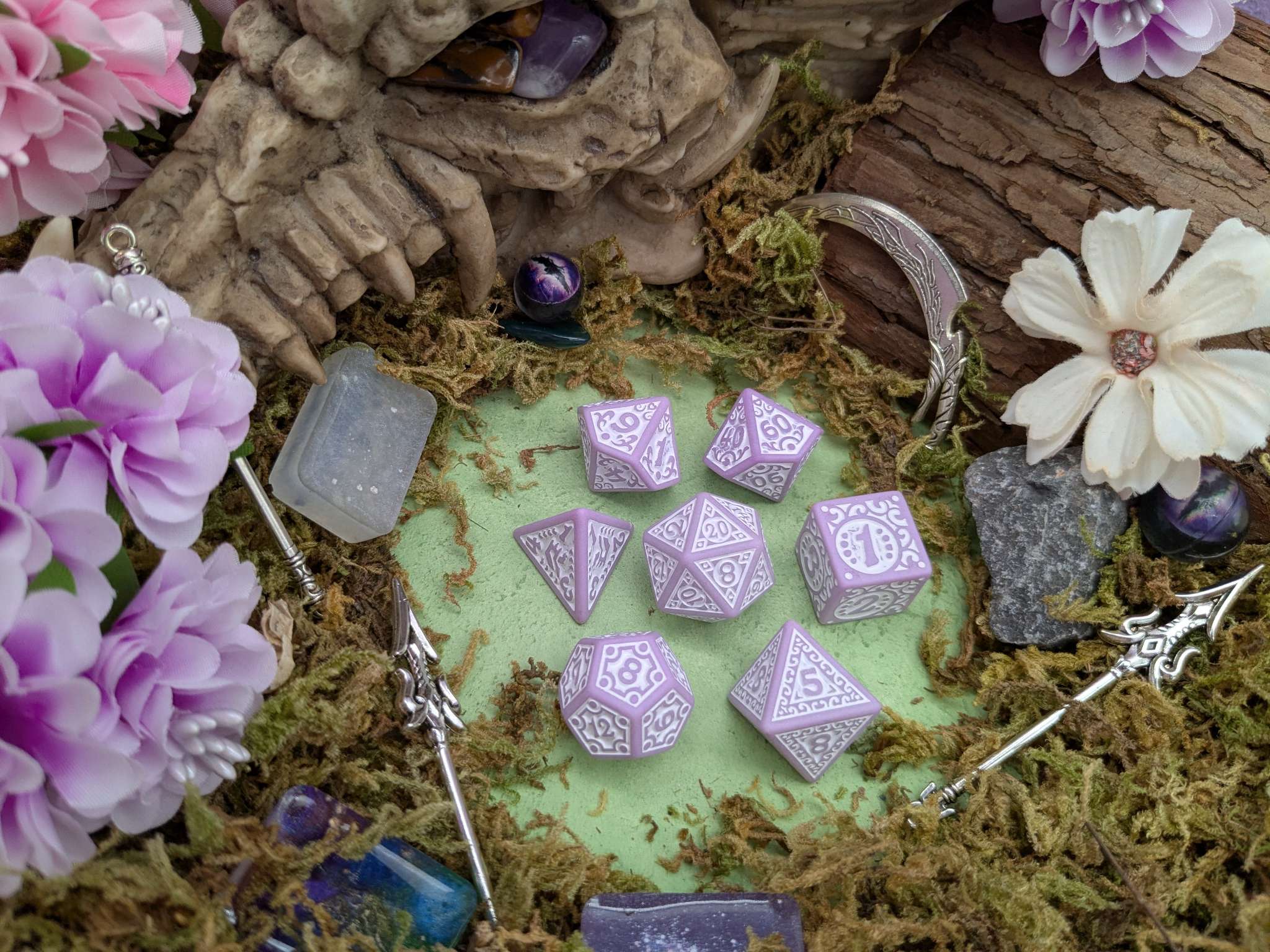 Ornate Lavender Dice Set