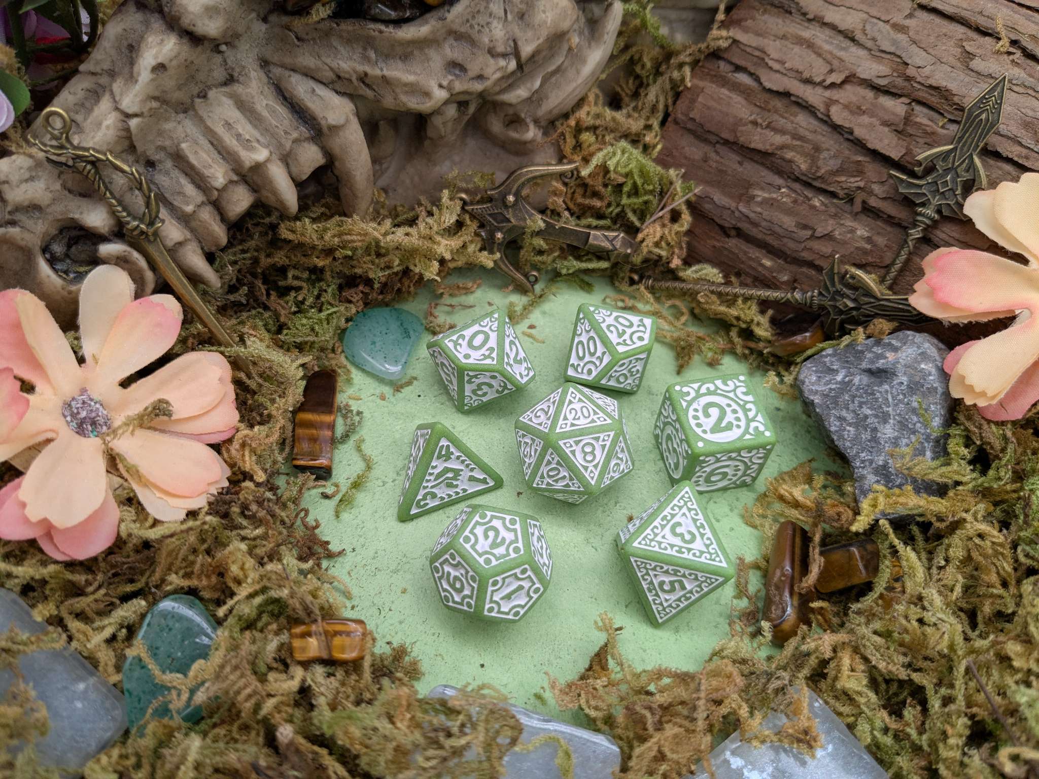 Ornate Matcha Dice Set