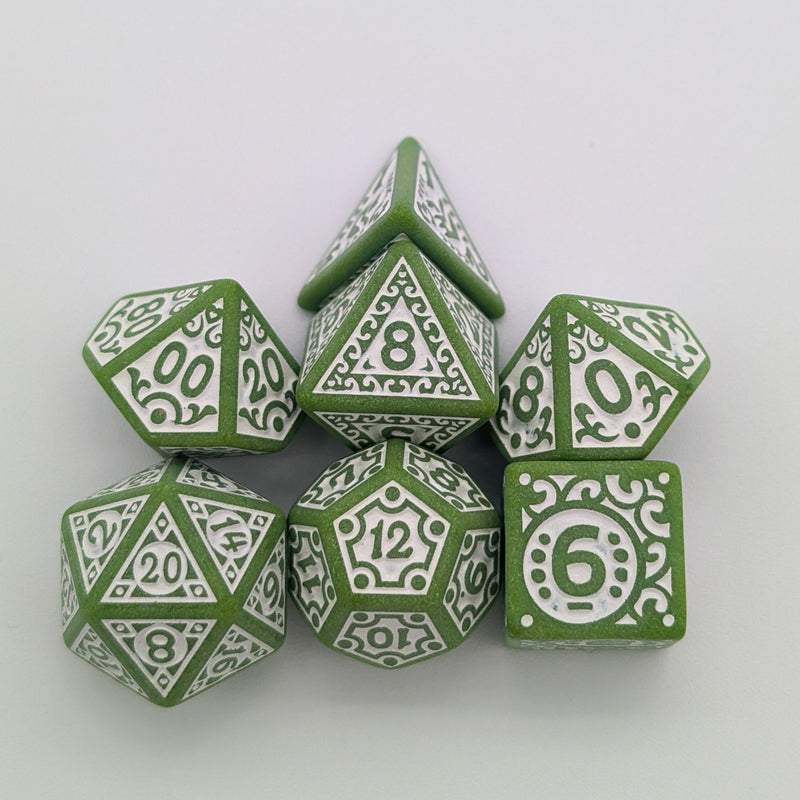 Ornate Matcha Dice Set